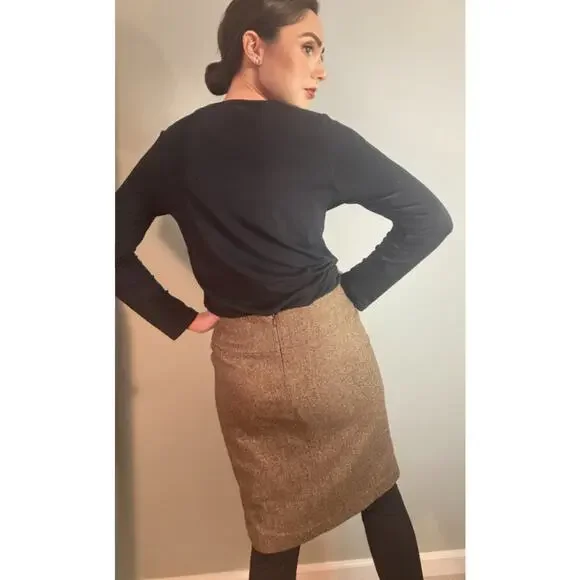 Calypso Cristianne Celle Wool Tweed Pencil Straight Skirt Classic Elegance ~Sz M - Picture 3 of 8